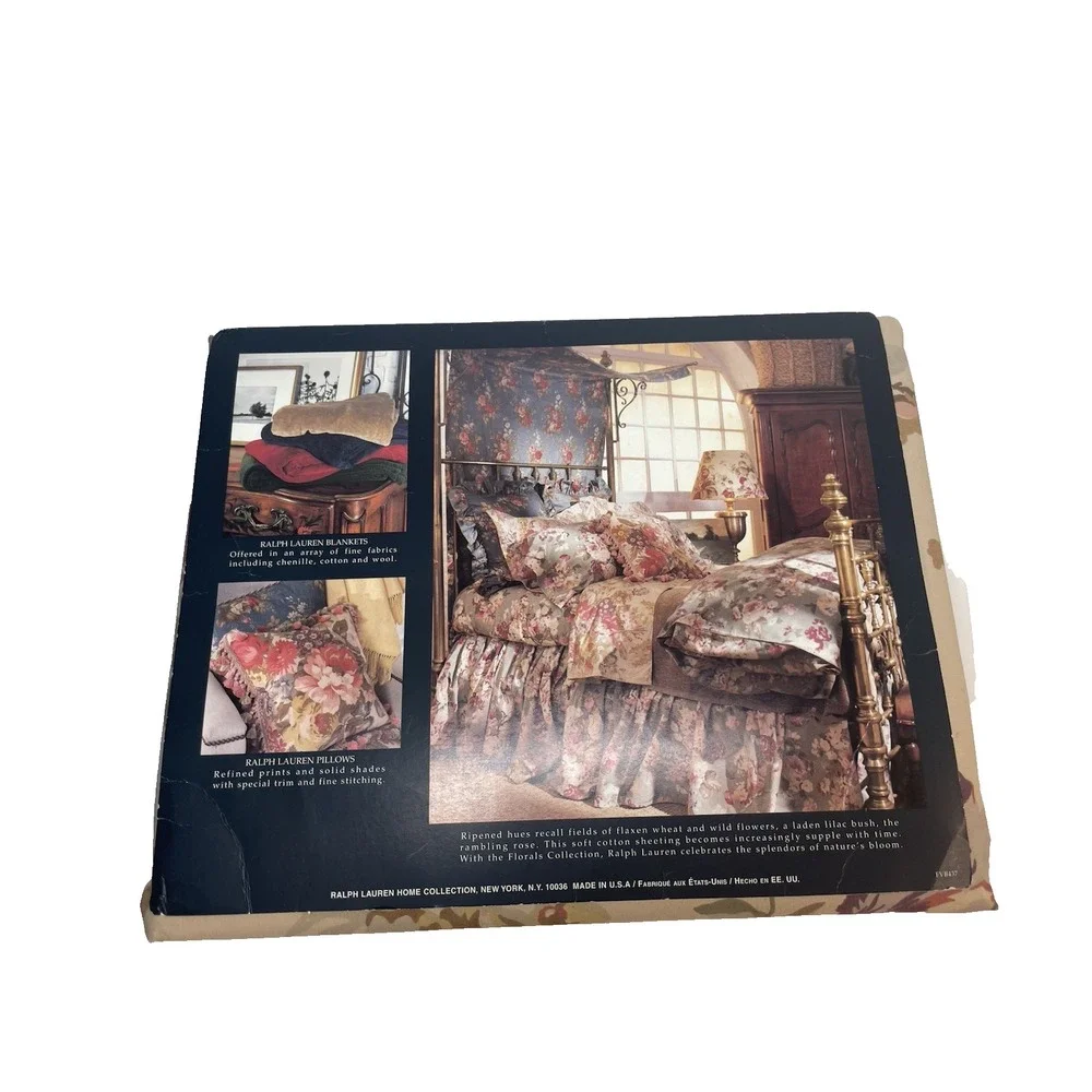 New Vintage Ralph Lauren Kirsten TWIN Flat Bed Sheet Beige Floral New Old Stock